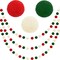 Christmas Pom Pom Garland Christmas Decorations for Tree Indoor Home Room Decor 3pk Cute Hanging Felt Ball Red White Green Pompom Bead Ornament String Banner Garland Xmas Birthday Party Supplies